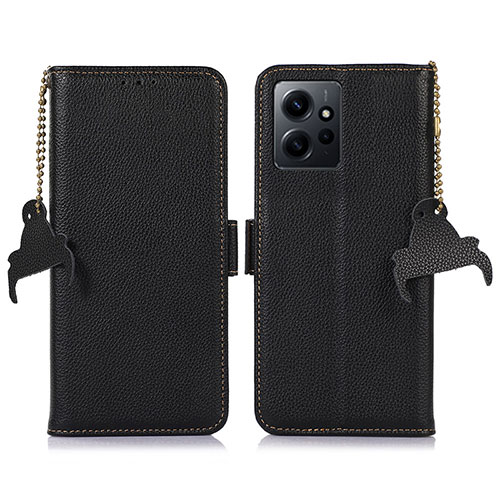 Leather Case Stands Flip Cover Holder A10D for Xiaomi Redmi Note 12 4G Black