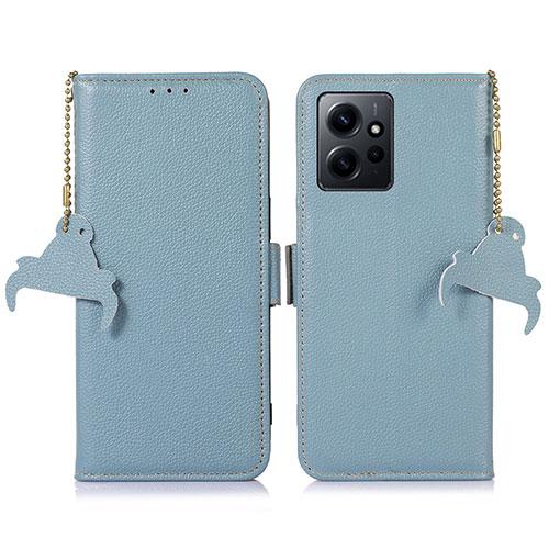 Leather Case Stands Flip Cover Holder A10D for Xiaomi Redmi Note 12 4G Mint Blue