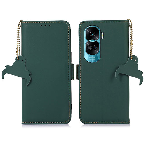 Leather Case Stands Flip Cover Holder A11D for Huawei Honor 90 Lite 5G Green