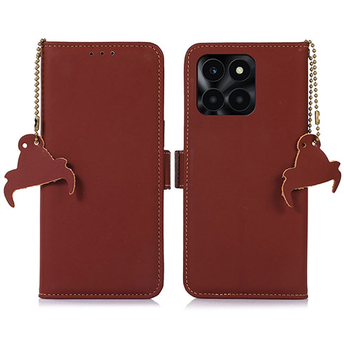 Leather Case Stands Flip Cover Holder A11D for Huawei Honor X8b Brown