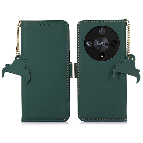 Leather Case Stands Flip Cover Holder A11D for Huawei Honor X9b 5G Green