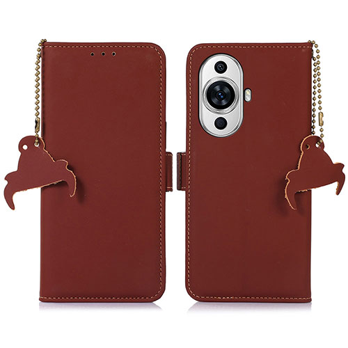 Leather Case Stands Flip Cover Holder A11D for Huawei Nova 11 Brown