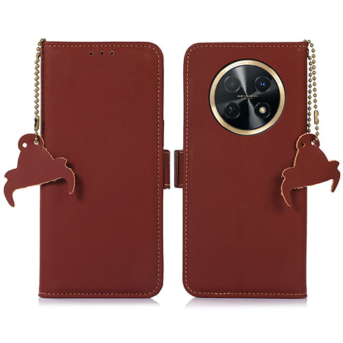 Leather Case Stands Flip Cover Holder A11D for Huawei Nova Y91 Brown