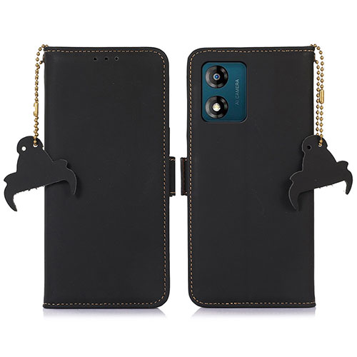 Leather Case Stands Flip Cover Holder A11D for Motorola Moto E13 Black