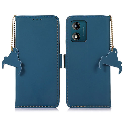 Leather Case Stands Flip Cover Holder A11D for Motorola Moto E13 Blue