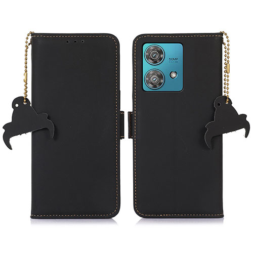 Leather Case Stands Flip Cover Holder A11D for Motorola Moto Edge 40 Neo 5G Black