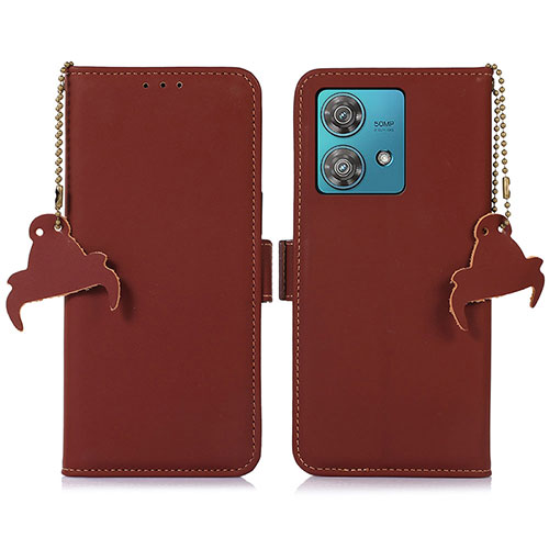 Leather Case Stands Flip Cover Holder A11D for Motorola Moto Edge 40 Neo 5G Brown