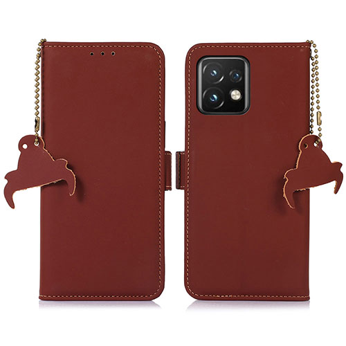 Leather Case Stands Flip Cover Holder A11D for Motorola Moto Edge 40 Pro 5G Brown