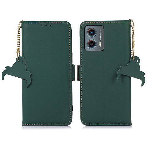 Leather Case Stands Flip Cover Holder A11D for Motorola Moto G 5G (2023) Green