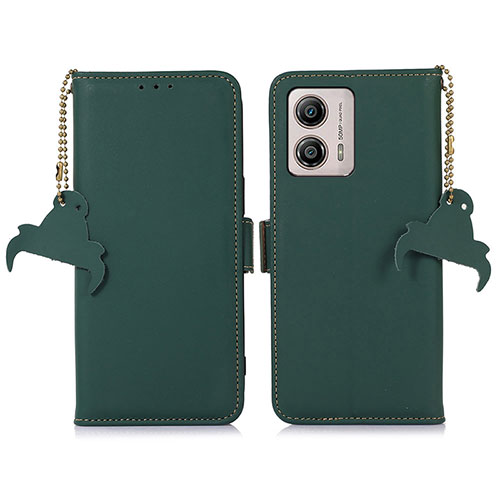 Leather Case Stands Flip Cover Holder A11D for Motorola Moto G53j 5G Green