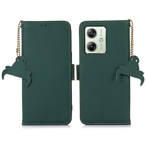 Leather Case Stands Flip Cover Holder A11D for Motorola Moto G54 5G Green