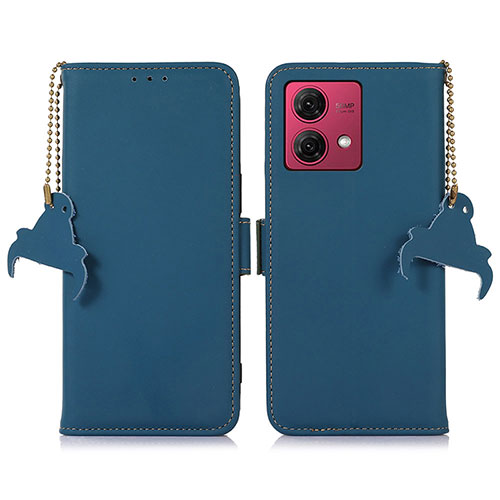 Leather Case Stands Flip Cover Holder A11D for Motorola Moto G84 5G Blue