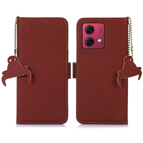 Leather Case Stands Flip Cover Holder A11D for Motorola Moto G84 5G Brown