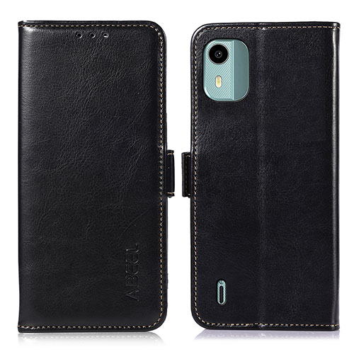 Leather Case Stands Flip Cover Holder A11D for Nokia C12 Plus Black