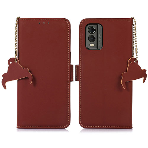 Leather Case Stands Flip Cover Holder A11D for Nokia C210 Brown