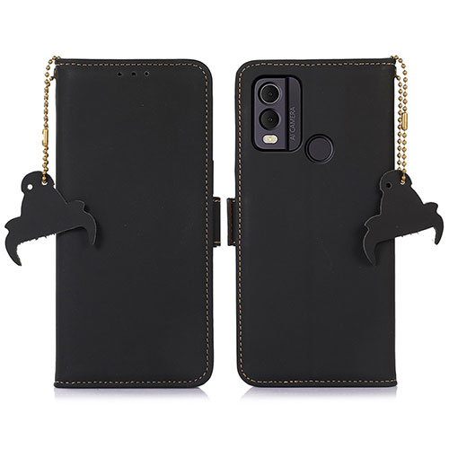 Leather Case Stands Flip Cover Holder A11D for Nokia C22 Black