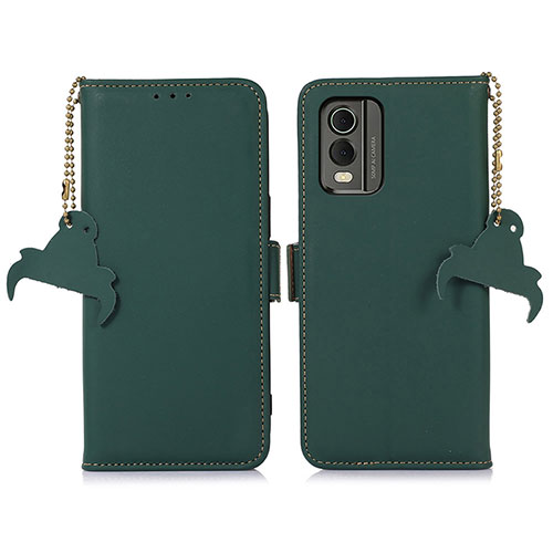 Leather Case Stands Flip Cover Holder A11D for Nokia C32 Green