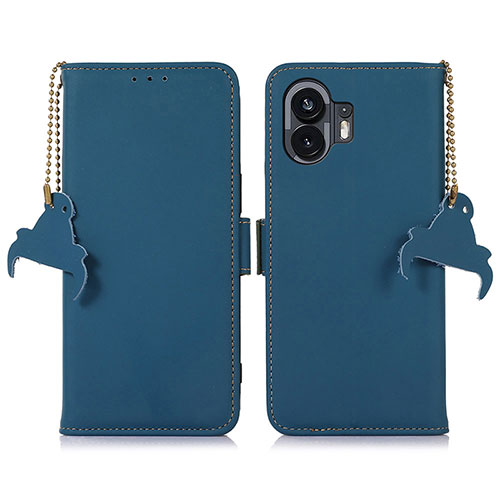 Leather Case Stands Flip Cover Holder A11D for Nothing Phone 2 Blue