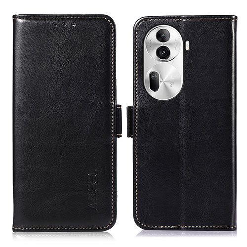 Leather Case Stands Flip Cover Holder A11D for Oppo Reno11 Pro 5G Black