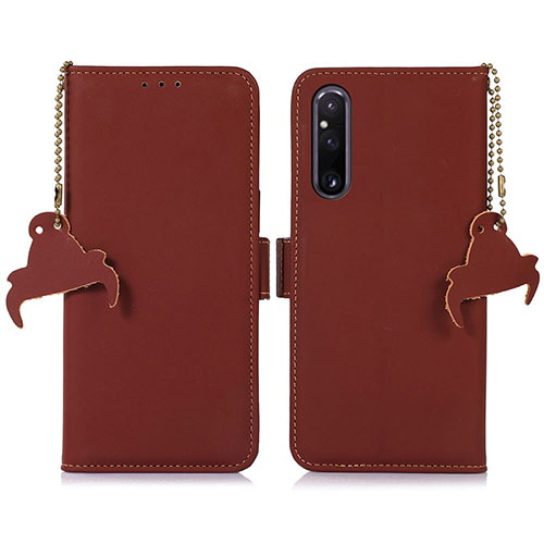 Leather Case Stands Flip Cover Holder A11D for Sony Xperia 1 V Brown