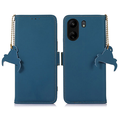 Leather Case Stands Flip Cover Holder A11D for Xiaomi Poco C65 Blue