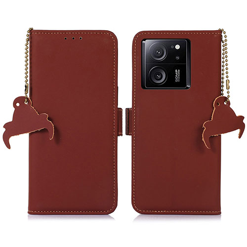 Leather Case Stands Flip Cover Holder A11D for Xiaomi Redmi K60 Ultra 5G Brown