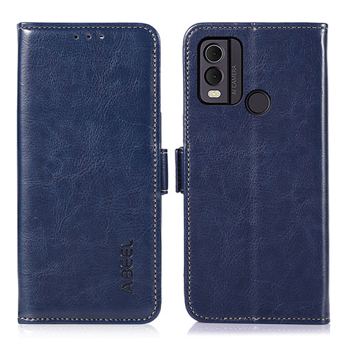 Leather Case Stands Flip Cover Holder A12D for Nokia C22 Blue