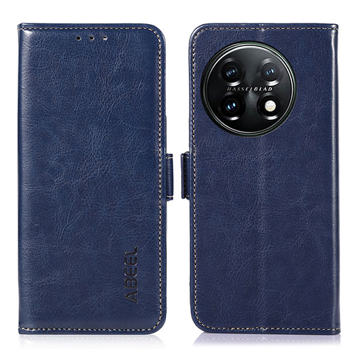 Leather Case Stands Flip Cover Holder A12D for OnePlus 11 5G Blue