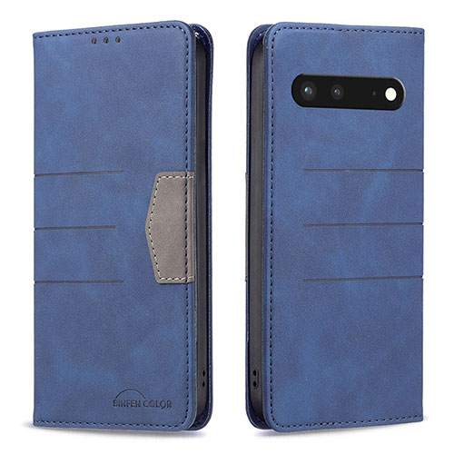 Leather Case Stands Flip Cover Holder B01F for Google Pixel 7 5G Blue