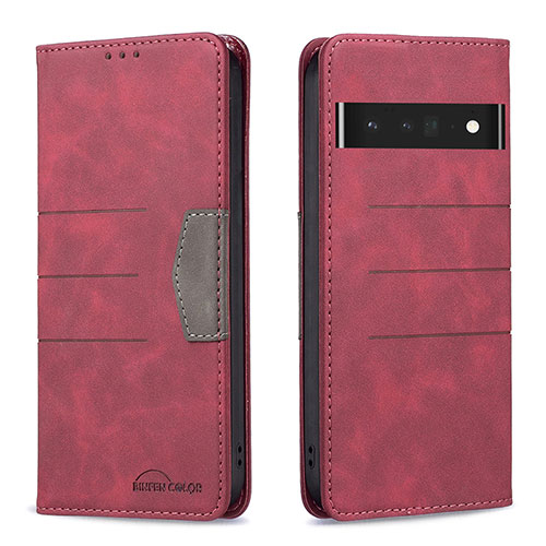 Leather Case Stands Flip Cover Holder B01F for Google Pixel 7 Pro 5G Red