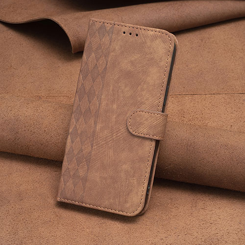 Leather Case Stands Flip Cover Holder B01F for Motorola Moto E13 Brown