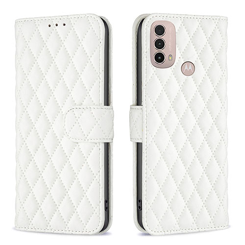 Leather Case Stands Flip Cover Holder B01F for Motorola Moto E30 White