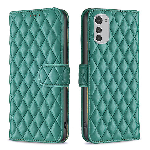 Leather Case Stands Flip Cover Holder B01F for Motorola Moto E32 Green