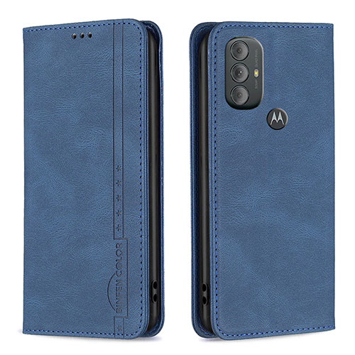 Leather Case Stands Flip Cover Holder B01F for Motorola Moto G Play (2023) Blue