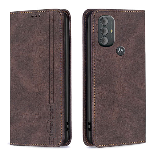 Leather Case Stands Flip Cover Holder B01F for Motorola Moto G Play Gen 2 Brown