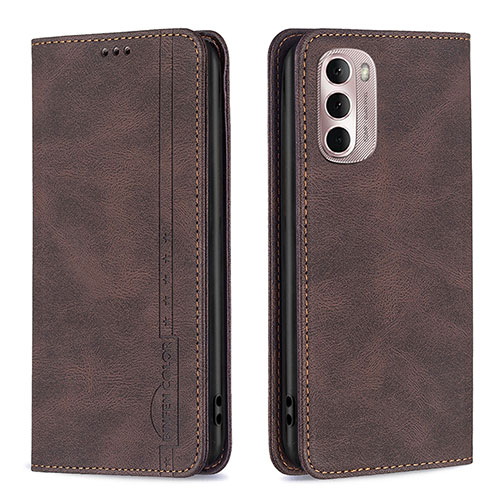 Leather Case Stands Flip Cover Holder B01F for Motorola Moto G Stylus (2022) 4G Brown