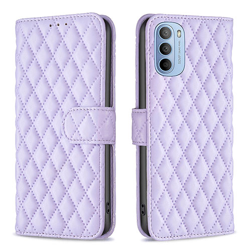 Leather Case Stands Flip Cover Holder B01F for Motorola Moto G31 Purple