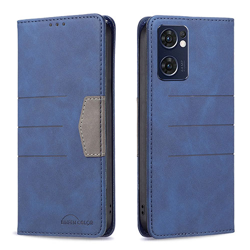 Leather Case Stands Flip Cover Holder B01F for OnePlus Nord CE 2 5G Blue