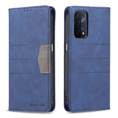 Leather Case Stands Flip Cover Holder B01F for OnePlus Nord N200 5G Blue