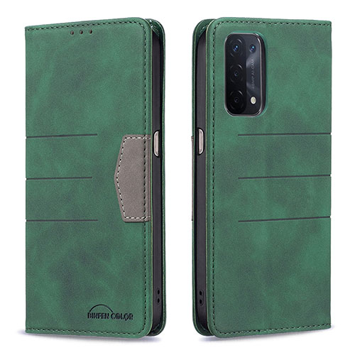 Leather Case Stands Flip Cover Holder B01F for Oppo A74 5G Green