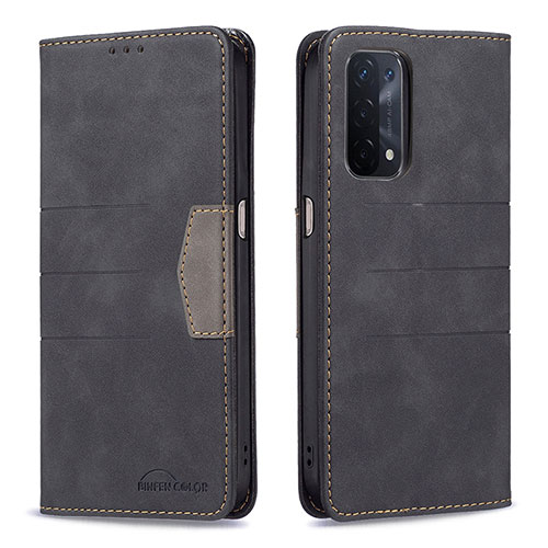 Leather Case Stands Flip Cover Holder B01F for Oppo A93 5G Black