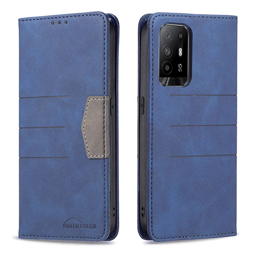 Leather Case Stands Flip Cover Holder B01F for Oppo A94 5G Blue