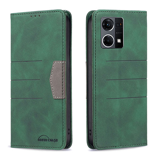 Leather Case Stands Flip Cover Holder B01F for Oppo F21s Pro 4G Green