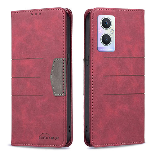 Leather Case Stands Flip Cover Holder B01F for Oppo F21s Pro 5G Red