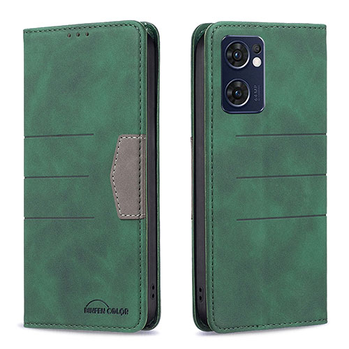 Leather Case Stands Flip Cover Holder B01F for Oppo Find X5 Lite 5G Green