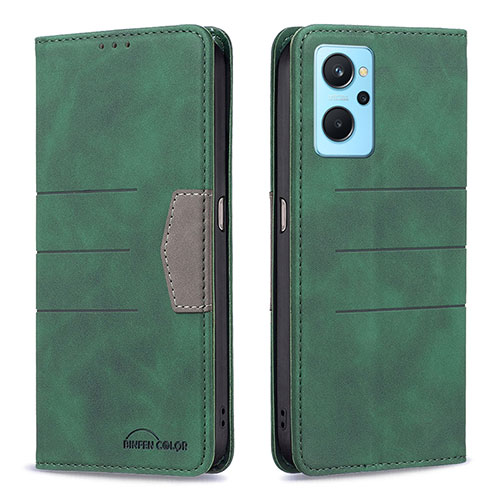 Leather Case Stands Flip Cover Holder B01F for Oppo K10 4G Green