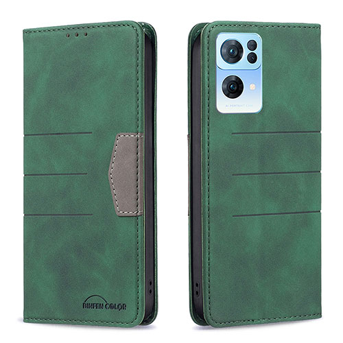 Leather Case Stands Flip Cover Holder B01F for Oppo Reno7 Pro 5G Green