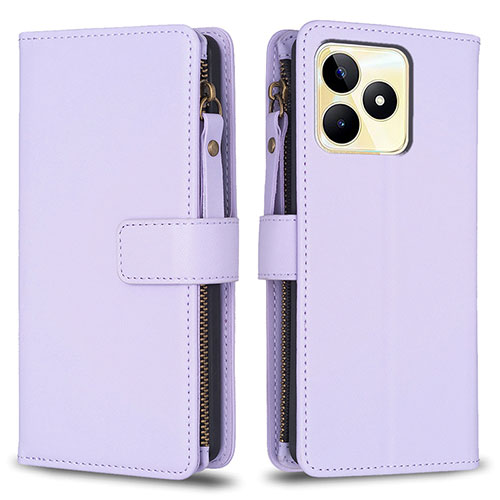 Leather Case Stands Flip Cover Holder B01F for Realme C53 Clove Purple