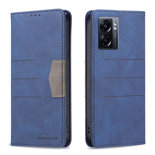 Leather Case Stands Flip Cover Holder B01F for Realme Narzo 50 5G Blue