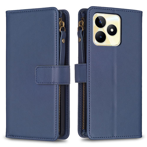 Leather Case Stands Flip Cover Holder B01F for Realme Narzo N53 Blue